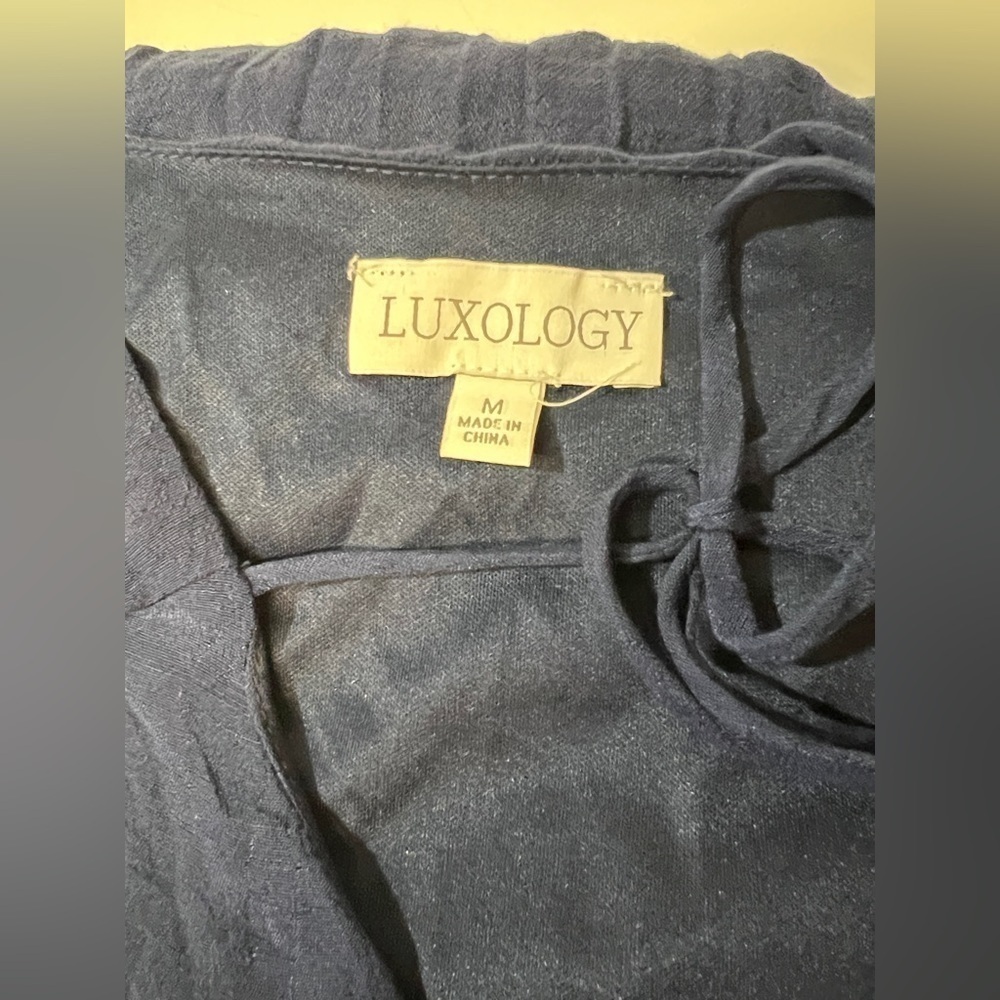 Luxology Dress Women's Medium Blue Maxi Dress Short Sleeve Size M. - Picture 10 of 13